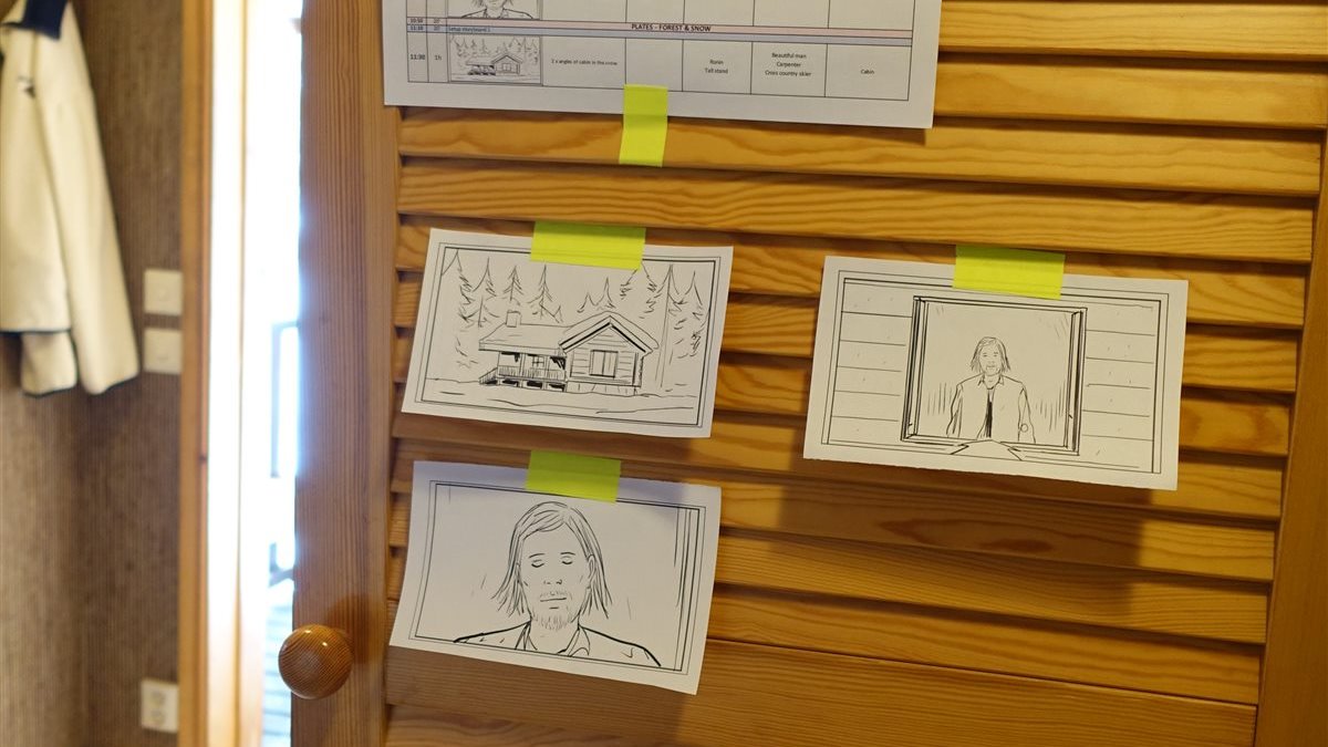 Behind the scenes from the Electrolux shoot with production plan and storyboard frames