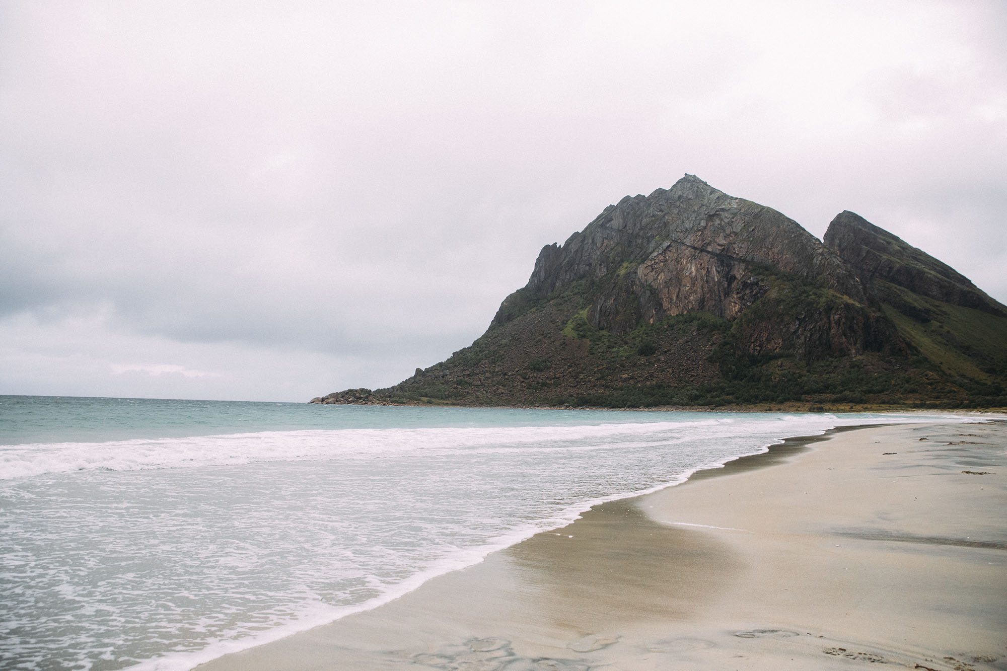 Norwegian sand beach and sea in Steigen