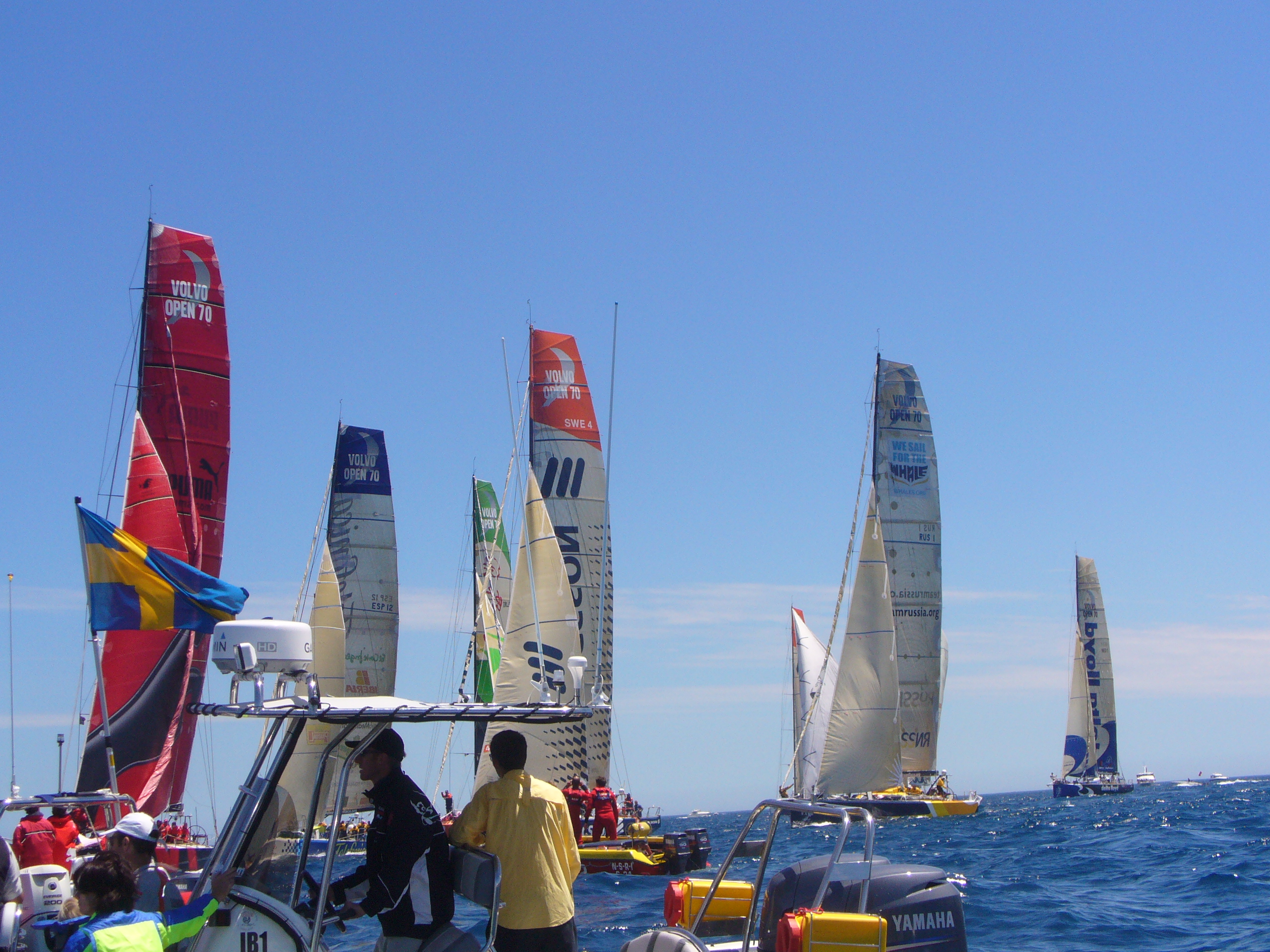 Volvo Ocean Race boats on restart day in Cape Town