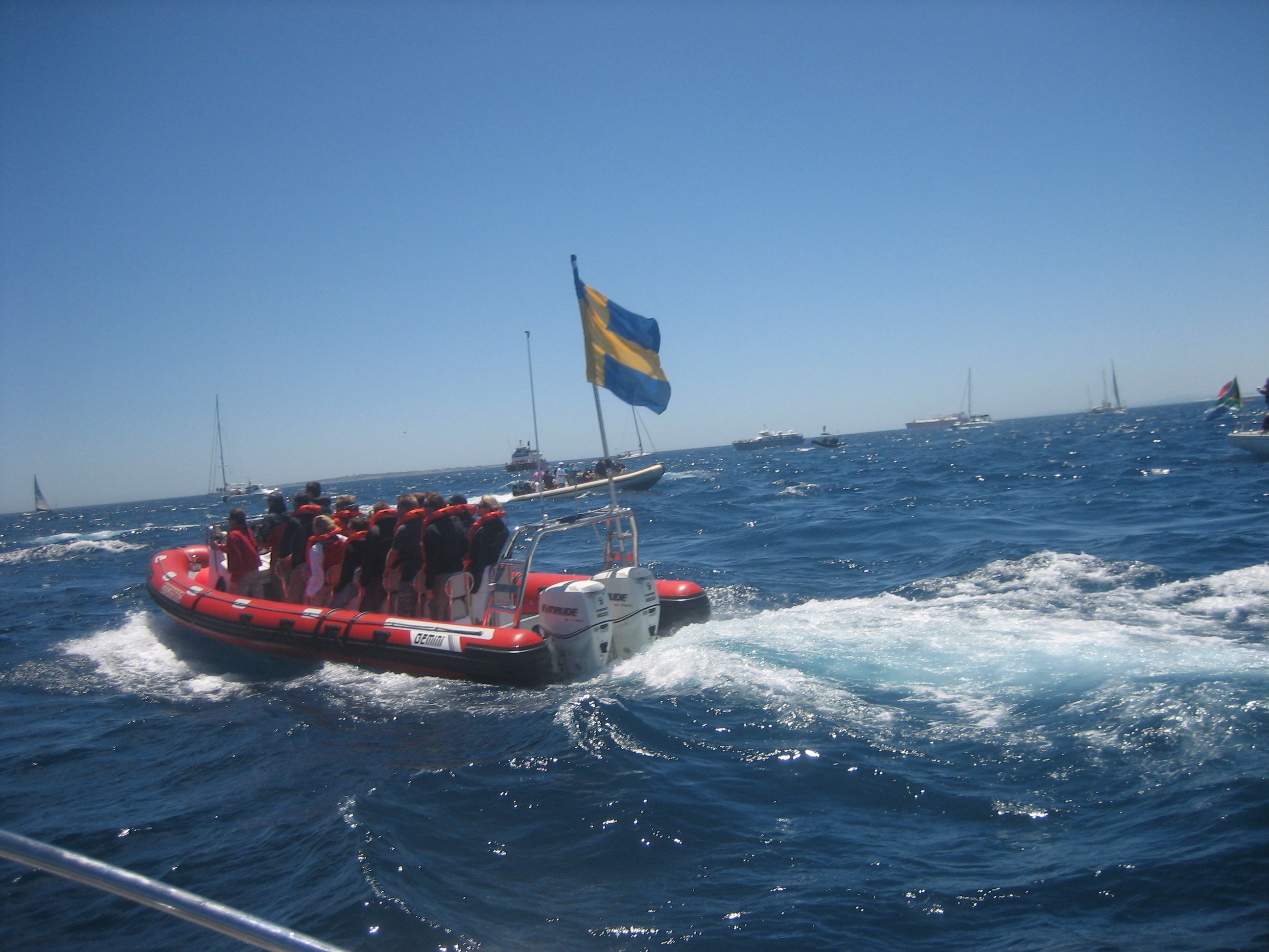 Staff boat on the water during the Volvo Ocean Race Stopover
