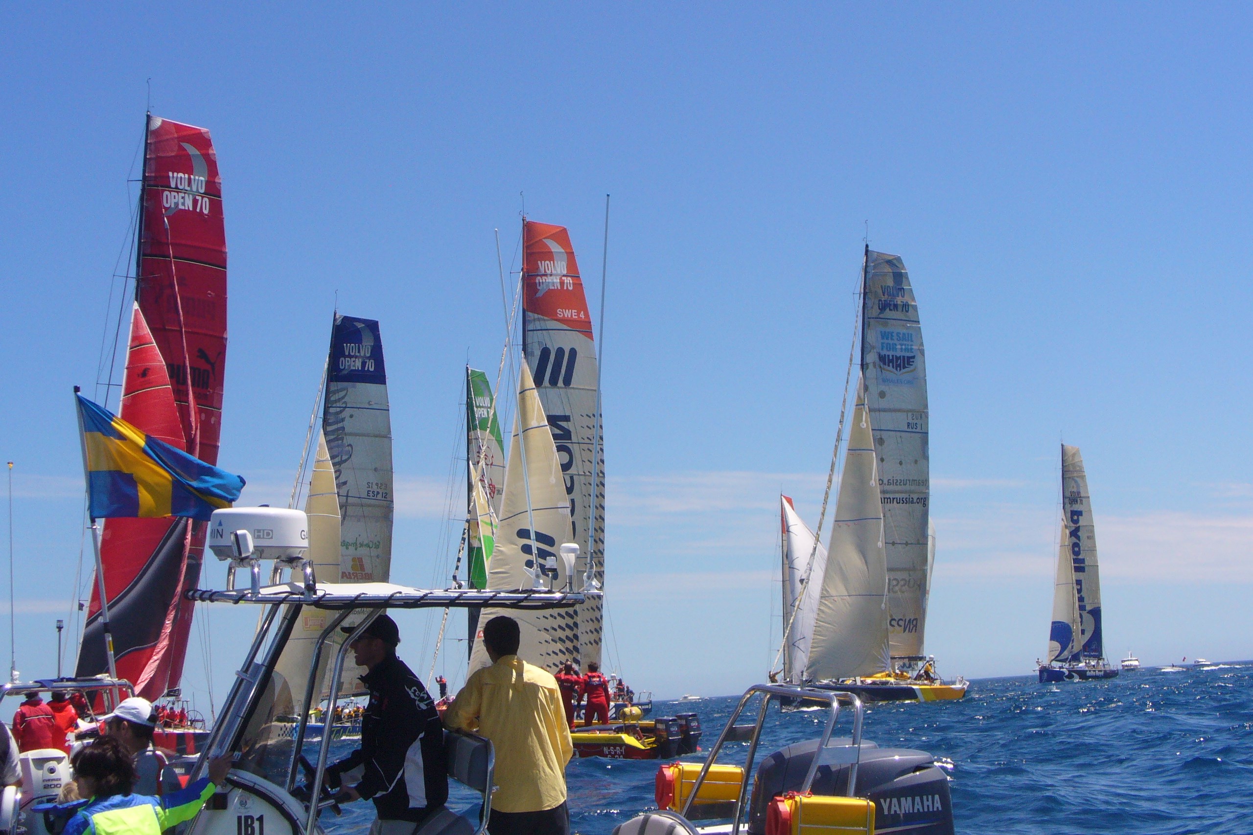 Volvo Ocean Race boats on restart day in Cape Town