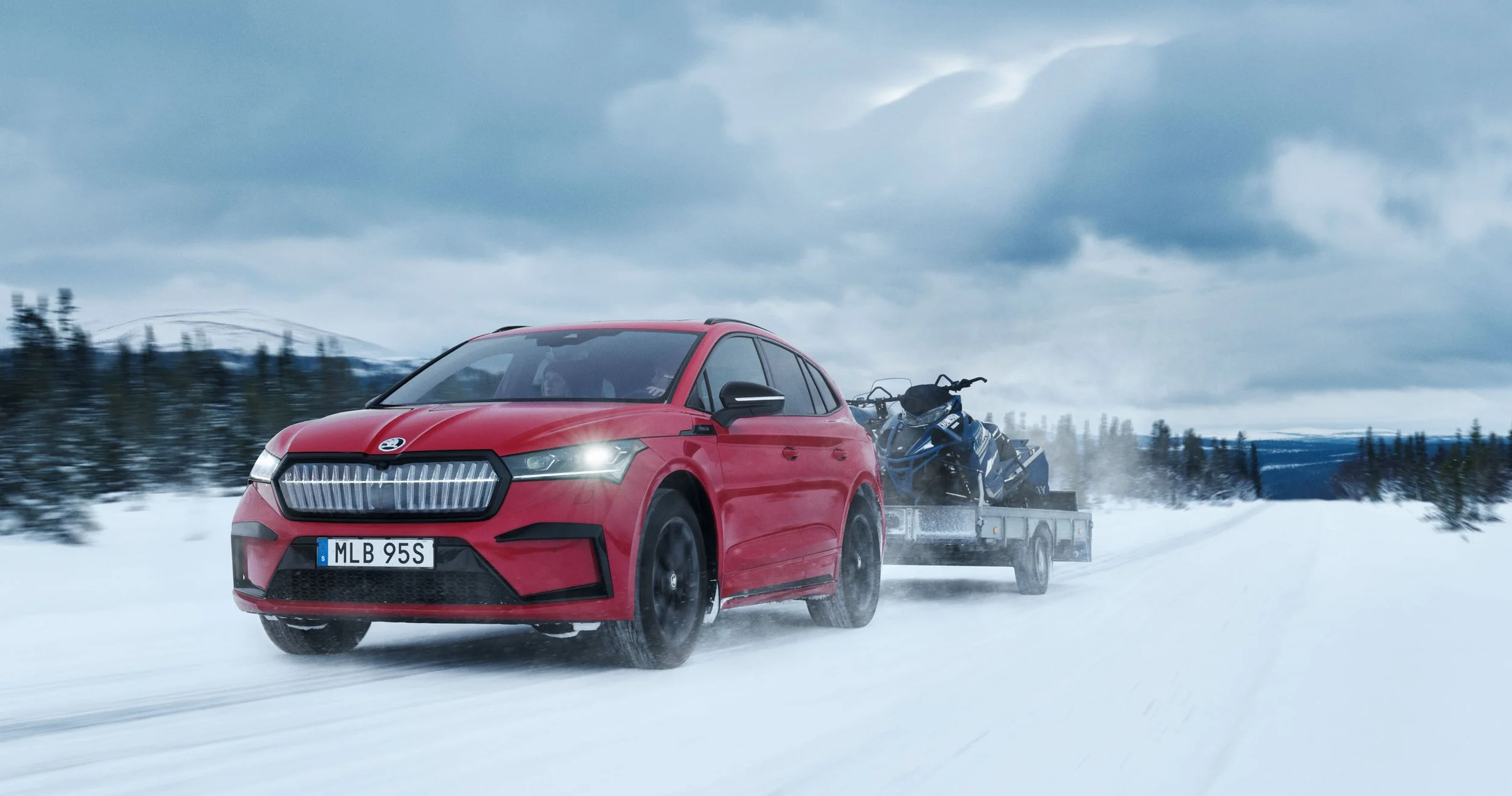 Skoda Enyaq iV on a winter road