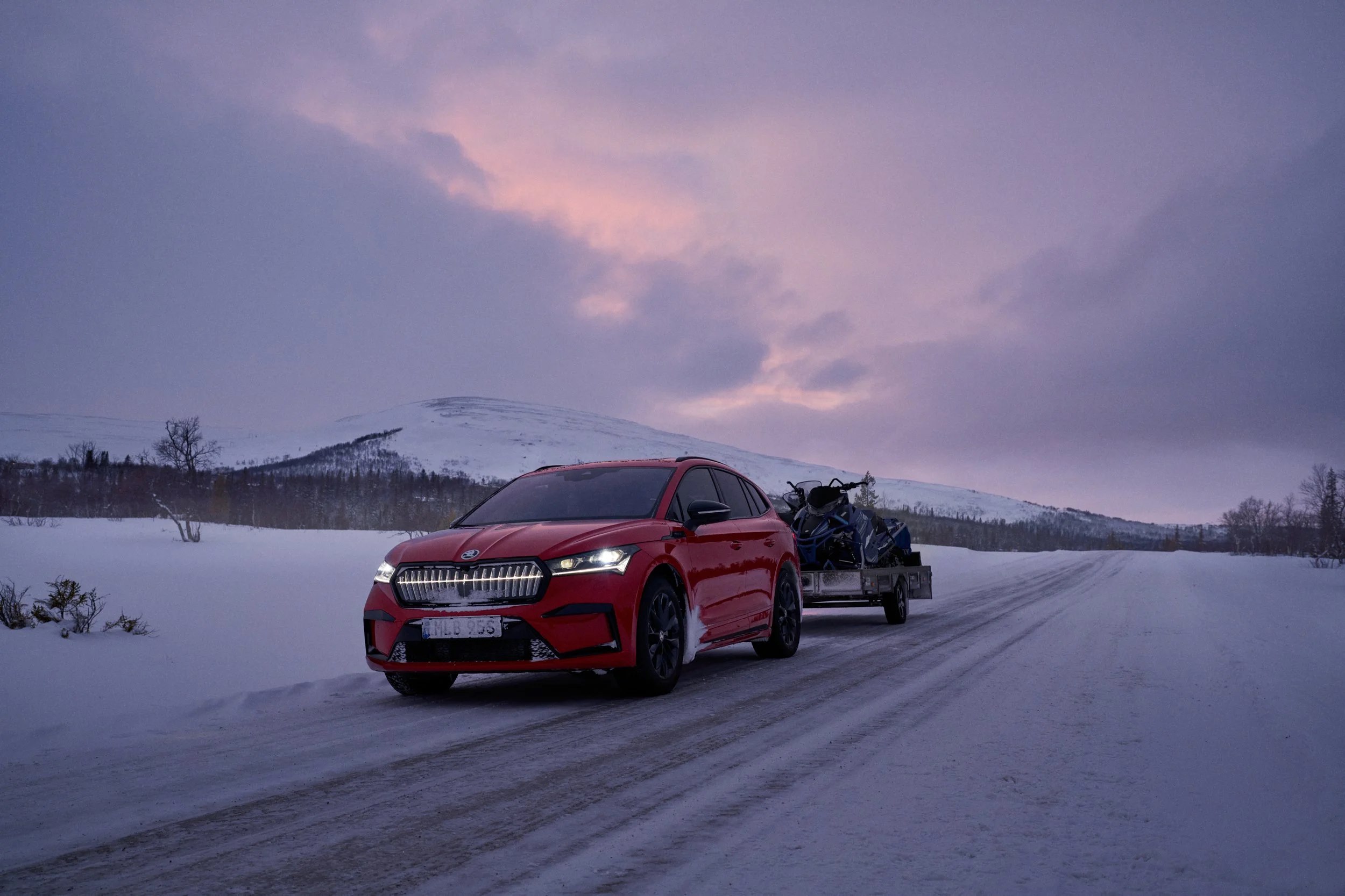 Skoda Enyaq iV campaign still at dusk