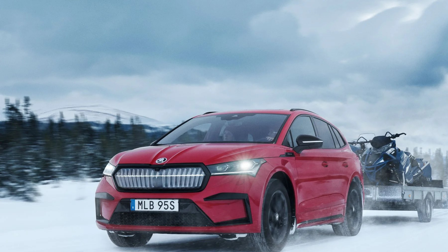 Skoda Enyaq iV on a winter road