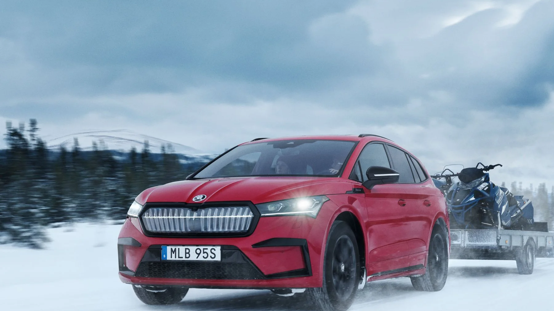 Skoda Enyaq iV on a winter road